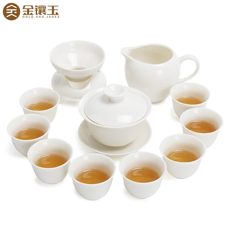 金镶玉 白瓷映雪茶具 白瓷映雪茶具 11头 本白色（单位：套）