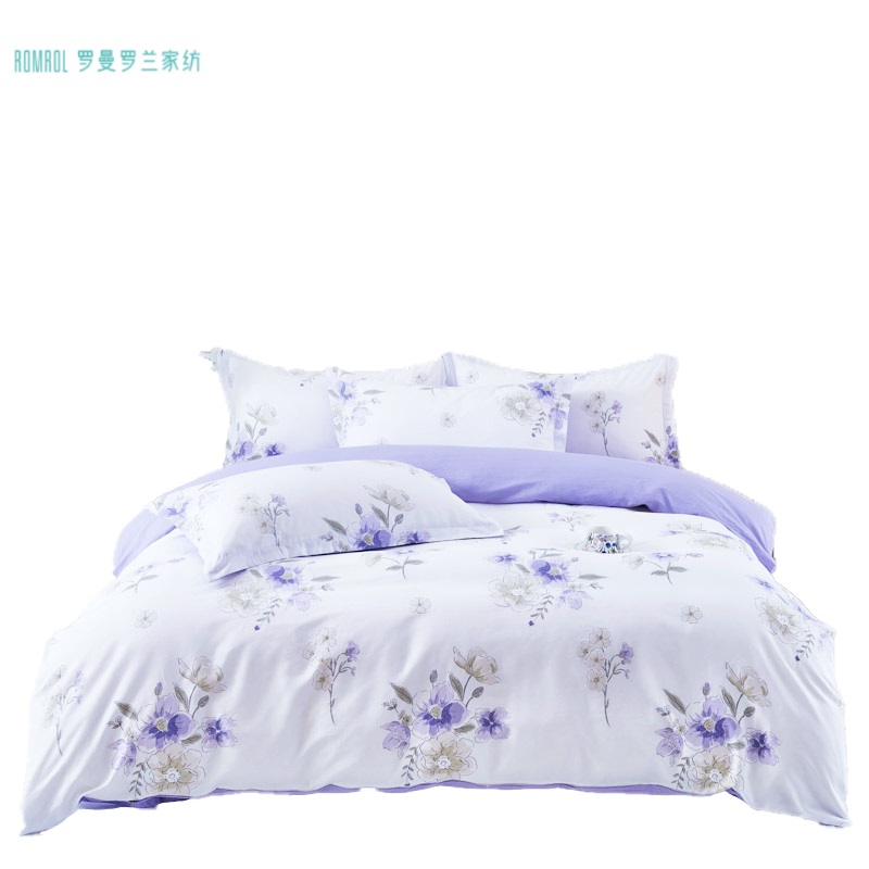 罗曼罗兰（ROMROL） 全棉四件套 伊芙花语 200*230cm 水蓝色（单位：套）