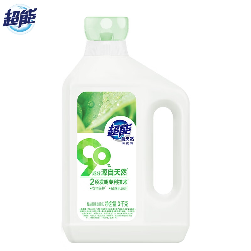 超能 抵抗污渍洗衣液 自天然 3kg 白色（单位：瓶）
