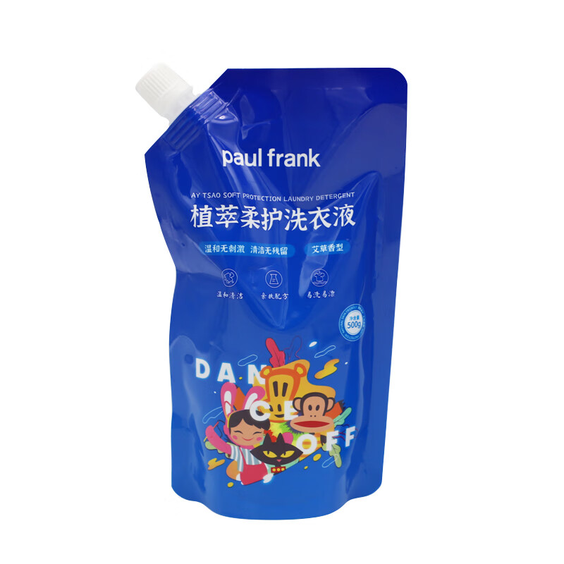 大嘴猴（Paul Frank） 洗衣液 植萃柔护 500g 蓝色（单位：袋）