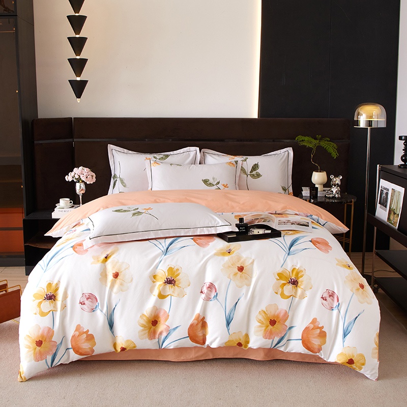 安娜艾莎（ANNA AISHER） 铂金全棉印花四件套 四季款 200*230cm 橙色（单位：套）