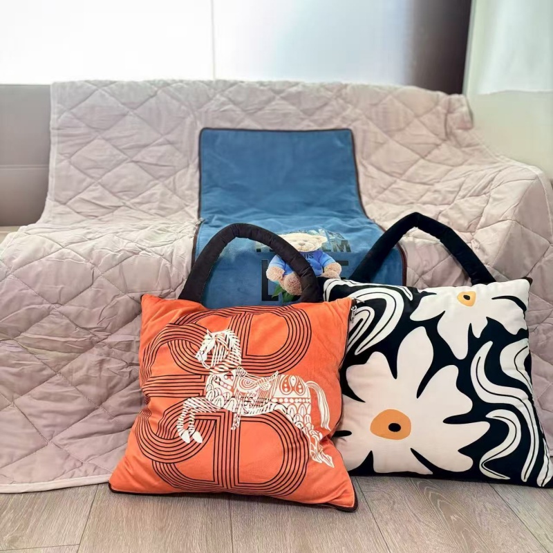 安娜艾莎（ANNA AISHER） 提手款荷兰绒水洗数码多用抱枕被 欧式风 展开110*150cm  黑色（单位：个）