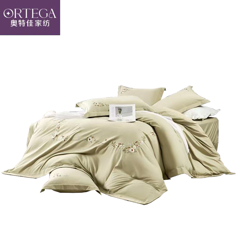 奥特佳 棉感绣花四件套 001-010044 200*230cm  浅杉绿（单位：套）