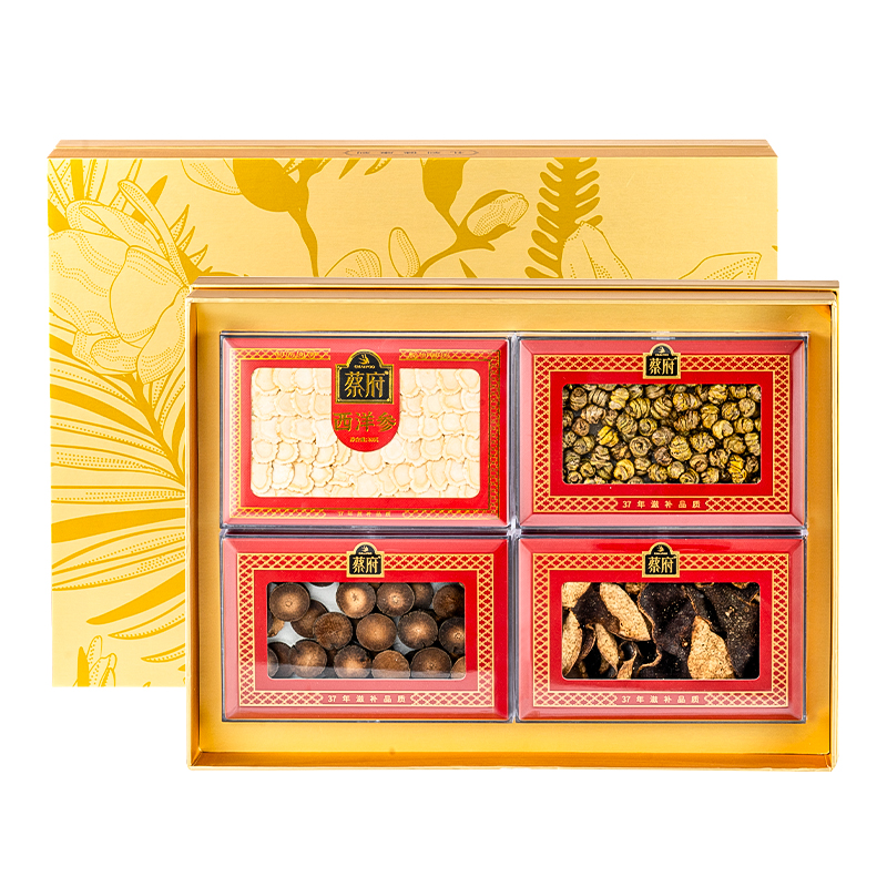 蔡府（CHAIFOO） 滋补干货礼盒石斛西洋参化橘红陈皮 金声玉润礼盒 210g 金色（单位：盒）