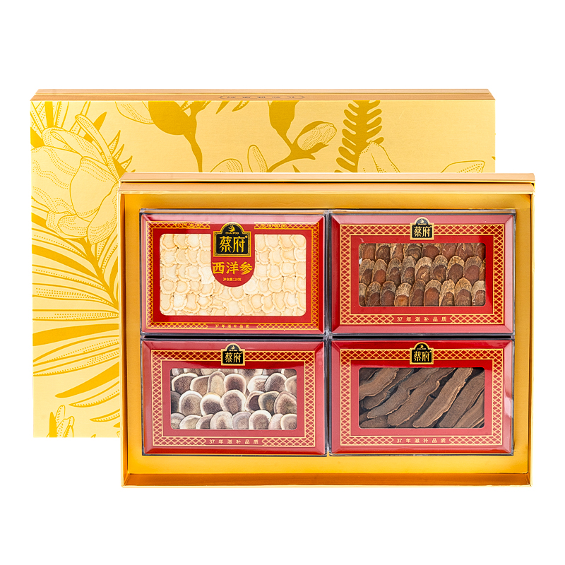 蔡府（CHAIFOO） 滋补干货鹿茸红参西洋参灵芝 金喜莲莲礼盒 120g 混色（单位：盒）