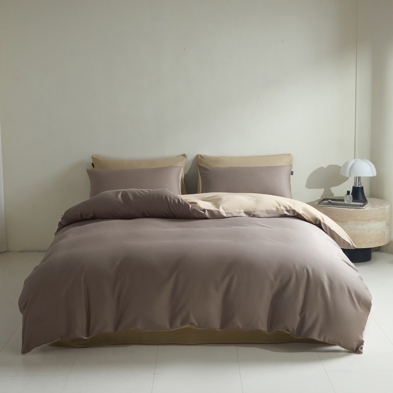 安娜艾莎（ANNA AISHER） 全棉纯色双拼时尚四件套 双拼撞色设计 200*230cm  香槟色（单位：套）