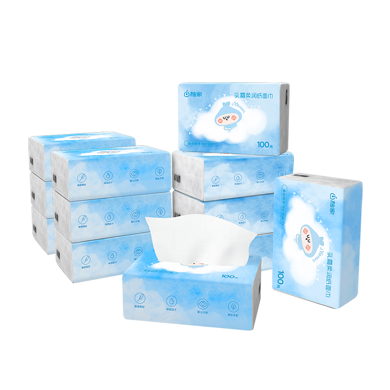 柚家 保湿纸巾3层100抽 296500 12包/箱 白色（单位：箱）