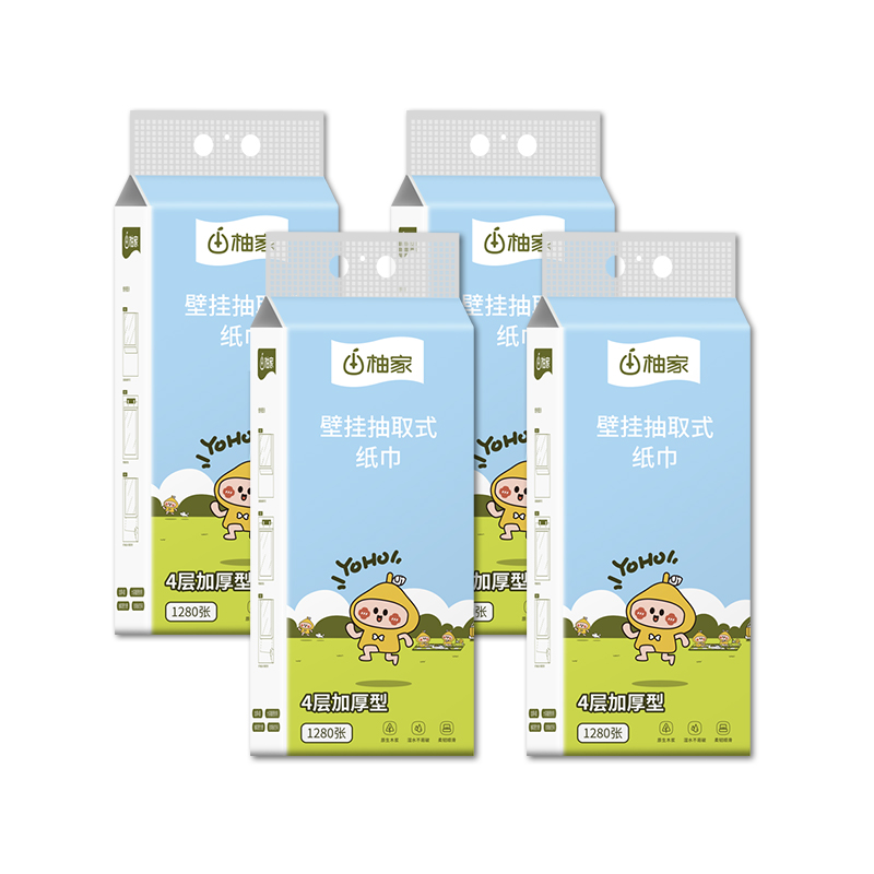 柚家 壁挂抽取式纸巾 40320 4提 白色（单位：箱）