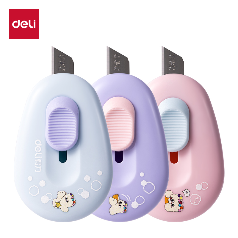 得力(deli) 奶噗噗迷你美工刀 TD155 3把装 混色（单位：包）