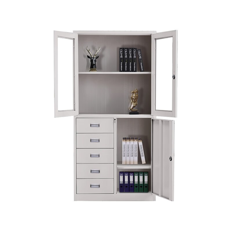 企诺 办公文件柜特厚偏五斗文件柜 QNGa12A1-08PA 850*390*1800mm  灰白色（单位：个）