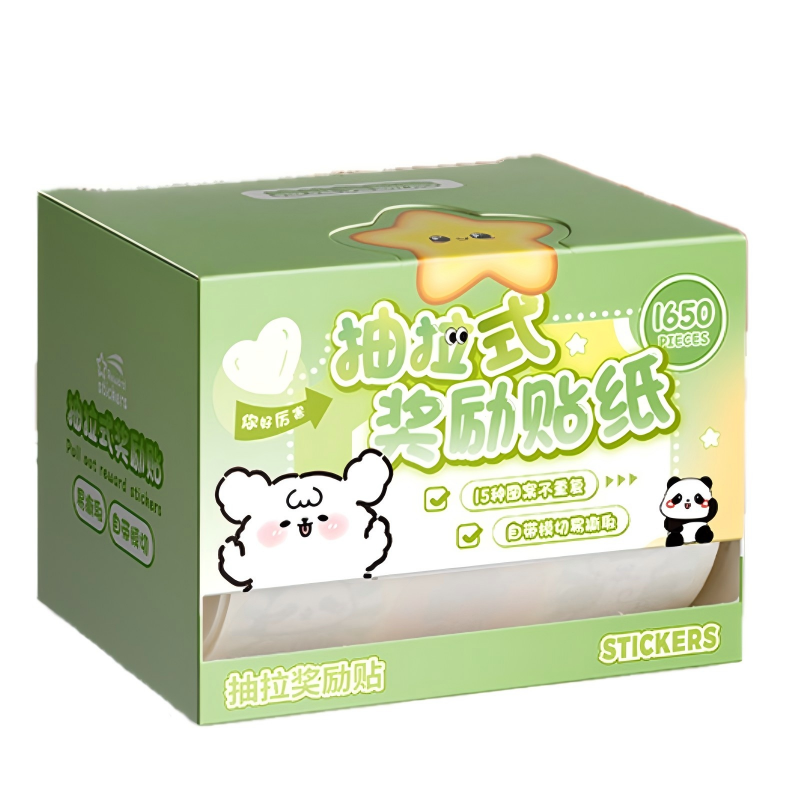 童益星 抽拉贴纸 大号萌宠款 1盒/1650贴  绿色（单位：盒）