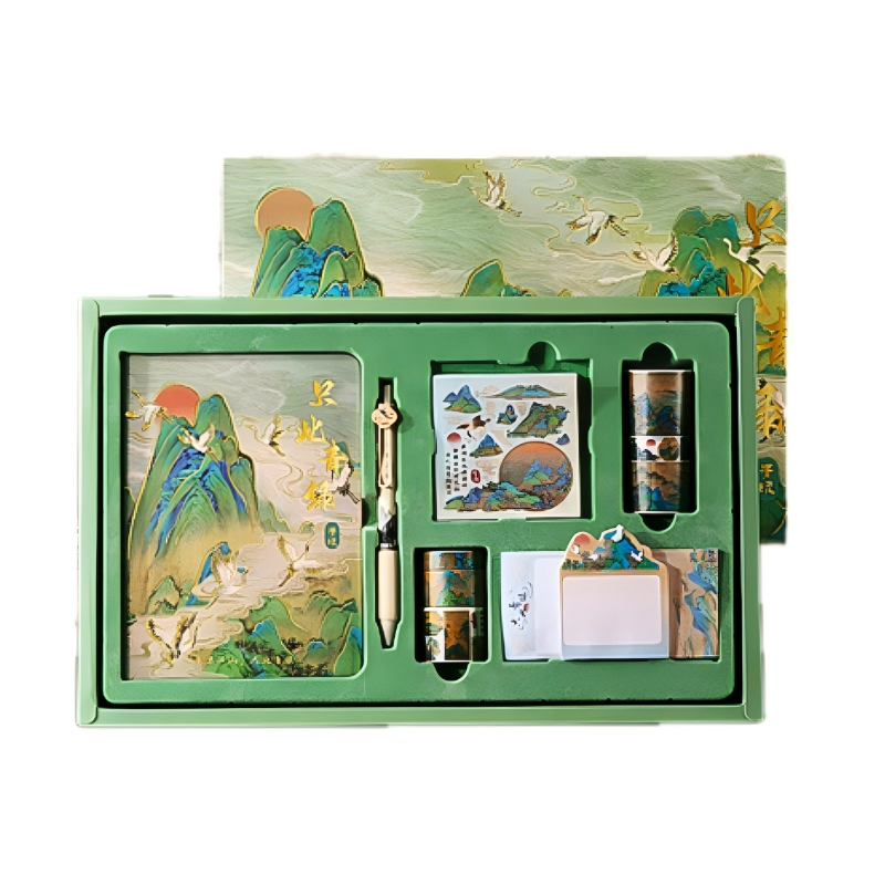 童益星 笔记本手账礼盒 只此青绿大套装 380*240mm 绿色（单位：套）