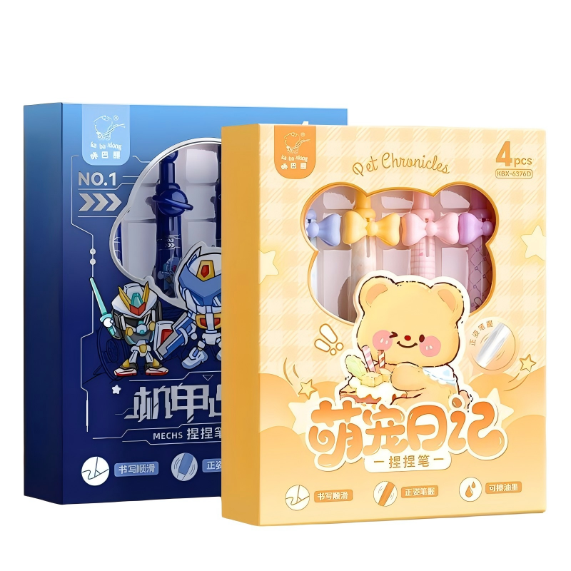 童益星 可擦中性笔 萌宠日记+机甲战士（黑色） 2盒共8支笔 混色（单位：组）