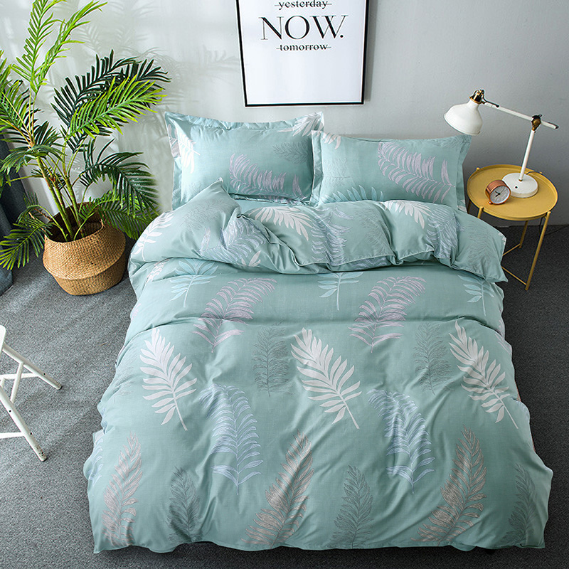 紫韵 &ldquo;叶语情深&rdquo;植物棉床饰四件套 ZY-TJ1777 被套：200*230 cm 水蓝色（单位：套）