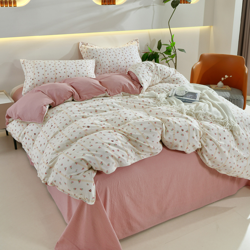 紫韵  &rdquo;春日絮语&ldquo;小竺棉床饰四件套 ZY-TJ1778 被套：200*230CM 粉色（单位：套）