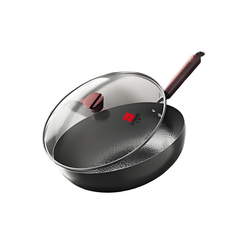 三禾（SANHO） 臻不锈锤纹铁锅（禾匠系列） TC32P13 32cm 黑色（单位：个）