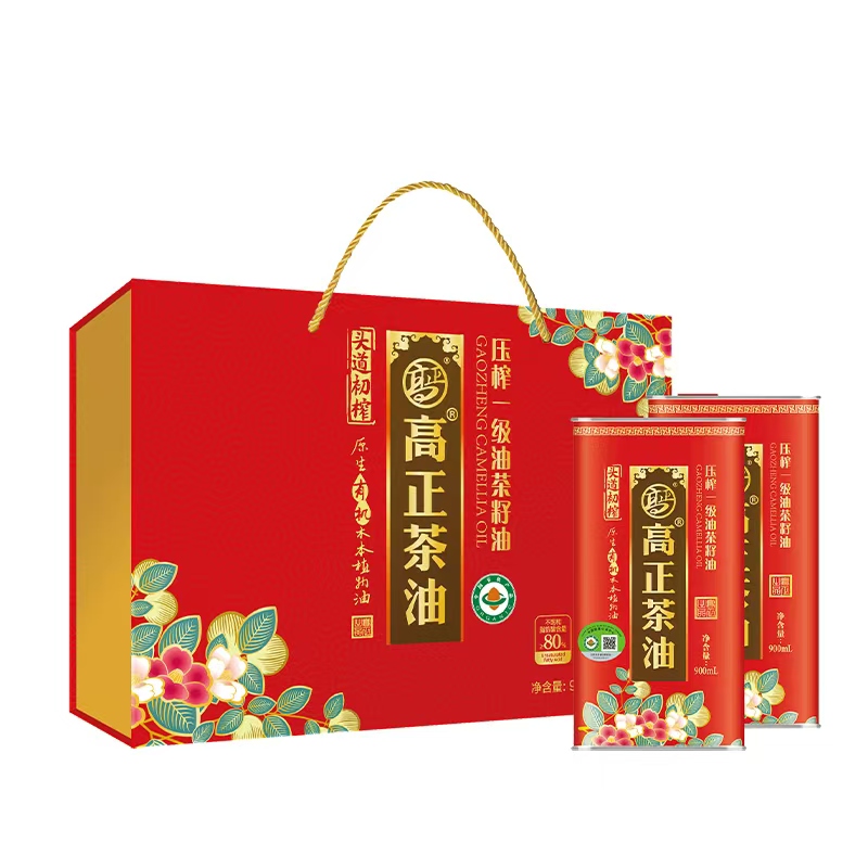 高正 压榨一级头道初榨 有机茶油 900ml*2罐礼盒装 900ml*2 混色（单位：盒）