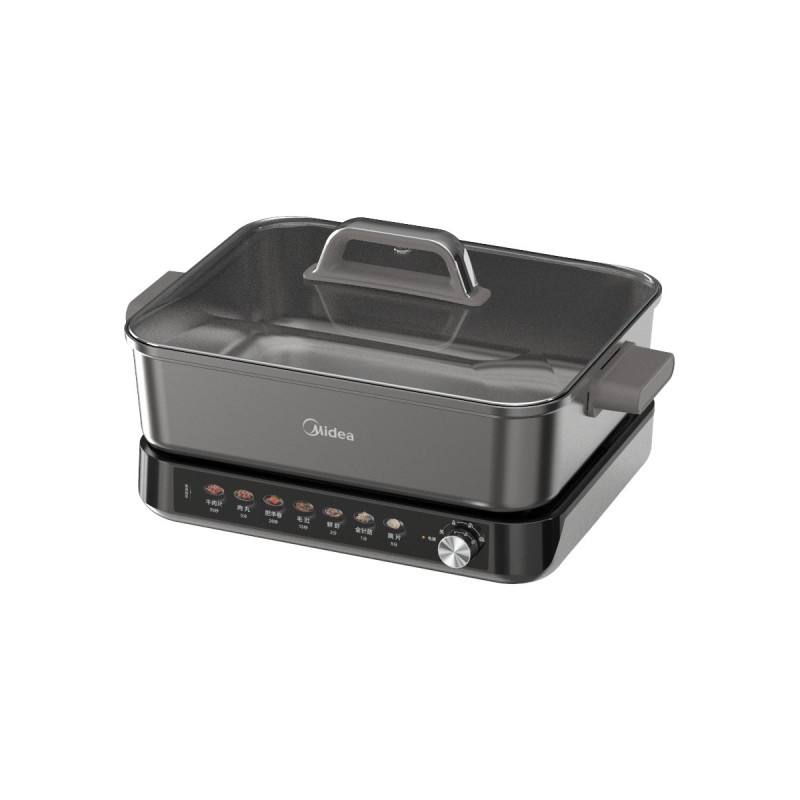 美的（Midea） 多功能电火锅 煎炒炖煮涮烤多用锅 MC-DHS352809 8L  银色（单位：台）