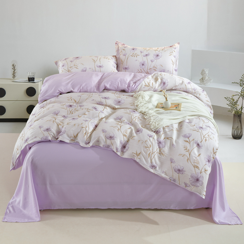 洁丽雅（Grace） &ldquo;花颜悦色&rdquo;舒柔四件套 JLY-TJ1158 被套：200*230cm 紫色（单位：套）