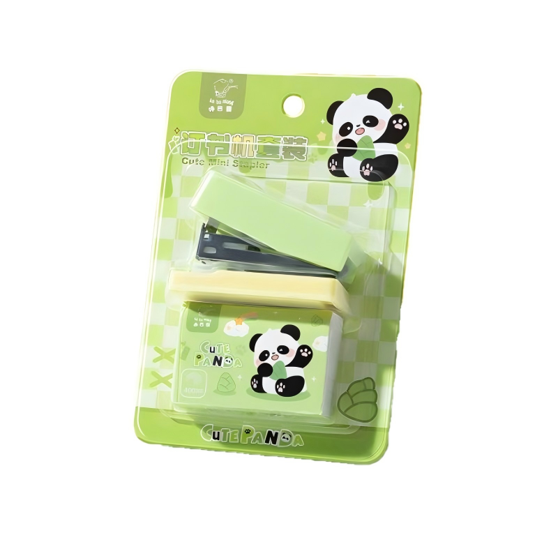 童益星 迷你订书机 熊猫胖达 60g  绿色（单位：套）