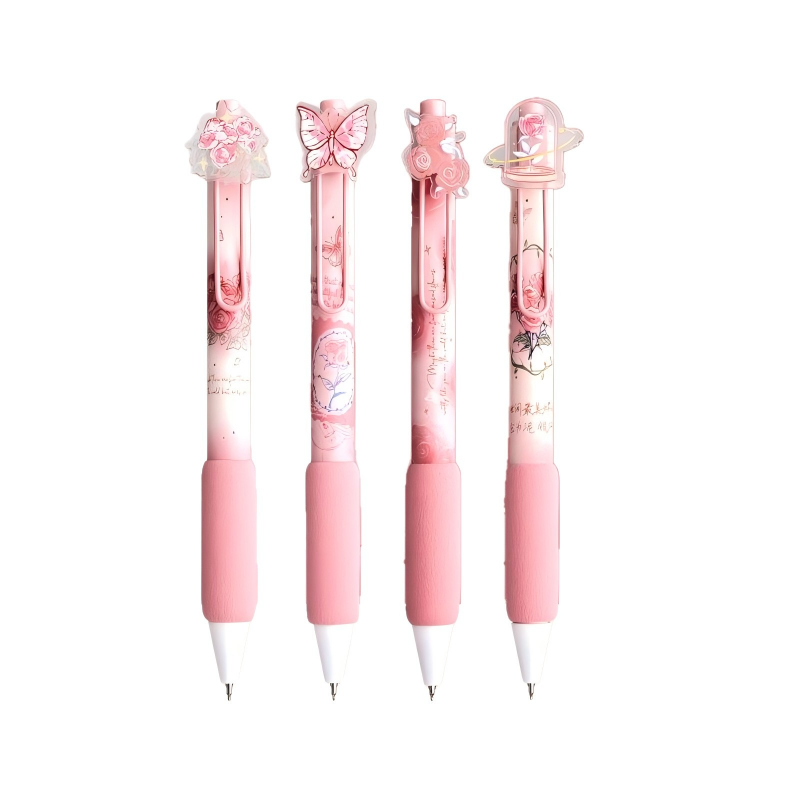 童益星 中性笔 玫瑰诗行 1盒4支装  粉色（单位：盒）