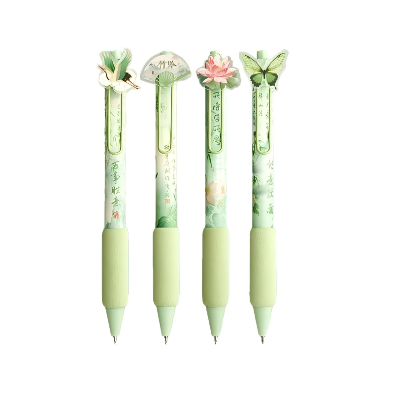 童益星 中性笔 诗意江南 1盒4支装  绿色（单位：盒）