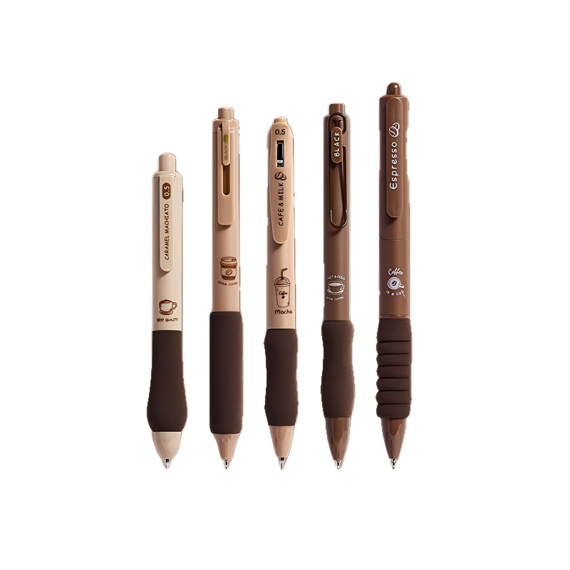 童益星 中性笔 咖啡时光 1盒5支装  咖啡色（单位：盒）