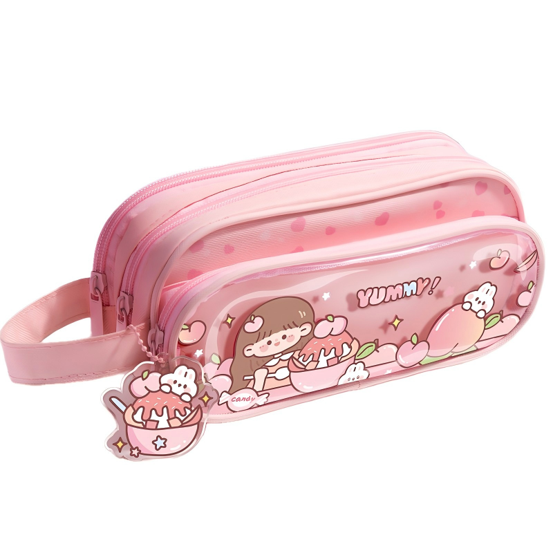 童益星 三层手提文具袋 桃桃茶话会 215*100*80mm 粉色（单位：个）