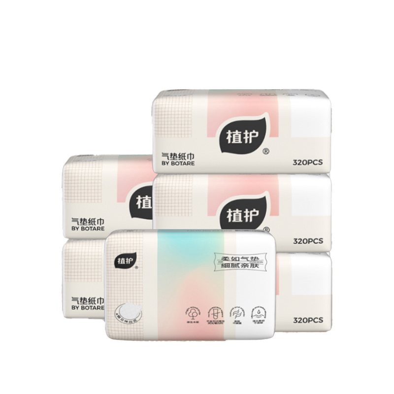 植护 气垫纸巾（幻彩系列）140*175/4层 ZH408739*6 80抽*6包/提 白色（单位：提）