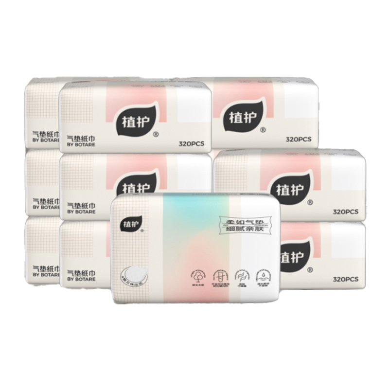 植护 气垫纸巾（幻彩系列）140*175/4层 ZH408739*12 80抽*12包/提 白色（单位：提）