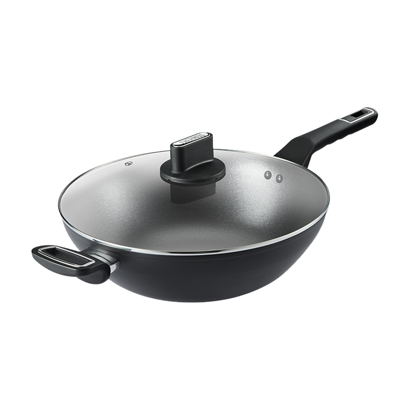 膳魔师（THERMOS） 不粘锅KTS系列 KTSB-32HS BK 32cm 黑色（单位：套）