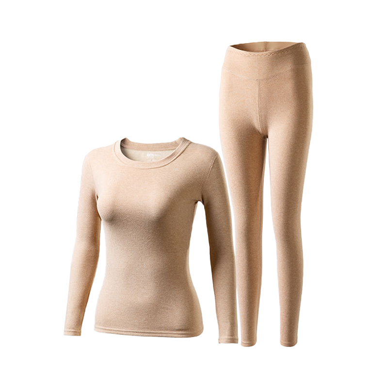 三极户外 棉羊毛桑蚕丝保暖内衣套装 TP5430 女款XL 燕麦色（单位：套）