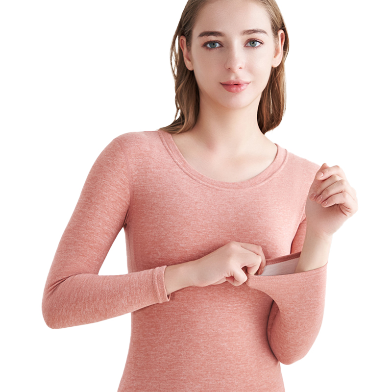 三极户外 棉羊毛桑蚕丝保暖内衣套装 TP5430 女款L 郁金粉（单位：套）