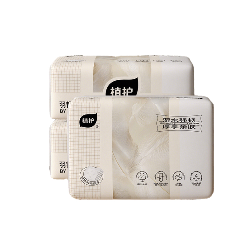 植护 韧享纸巾（羽韧系列）136*180/4层 ZH408742*3 80抽*3包/提  白色（单位：提）