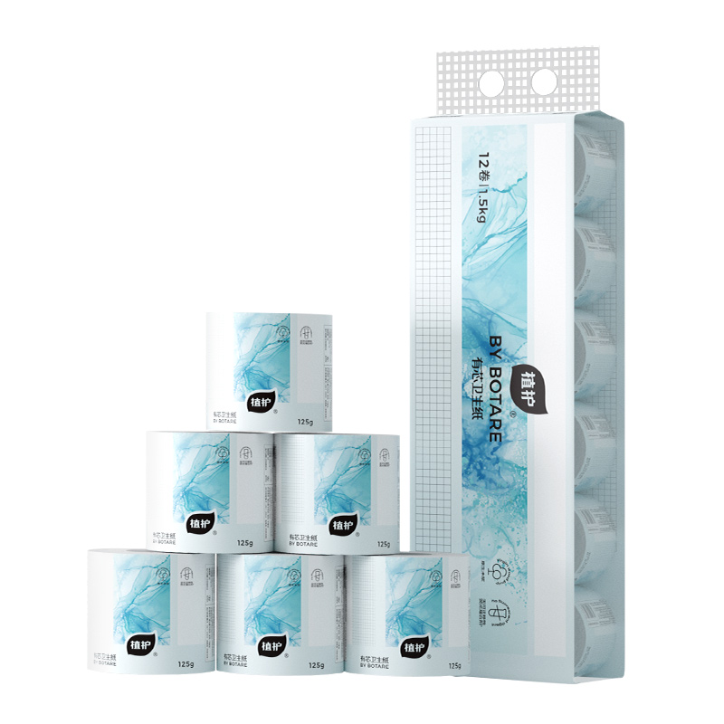 植护 气垫有芯卫生纸（碎冰蓝系列） ZH408735N12*1 100*120/5层 125g 12卷*1提  白色（单位：提）