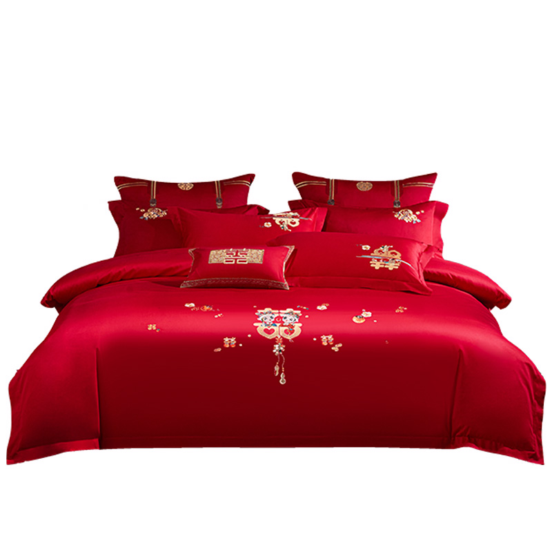 罗曼罗兰（ROMROL） 全棉婚庆四套件 旺子双喜TJ012 220*240cm  红色（单位：套）