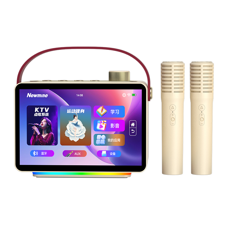 纽曼（Newmine） K歌音箱卡拉OK触屏点歌机话筒音响一体机 KK19 8寸屏 象牙色（单位：套）