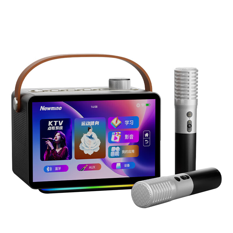 纽曼（Newmine） K歌音箱卡拉OK触屏点歌机话筒音响一体机 KK19 8寸屏 曜石黑（单位：套）