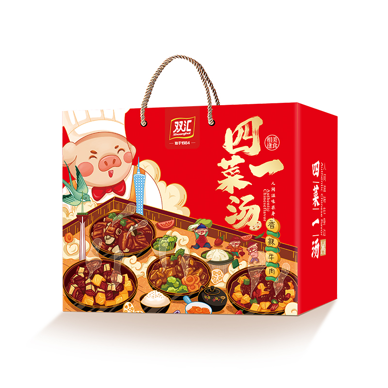 双汇 中华菜肴-四菜一汤         休闲礼盒 2340g 红色（单位：盒）