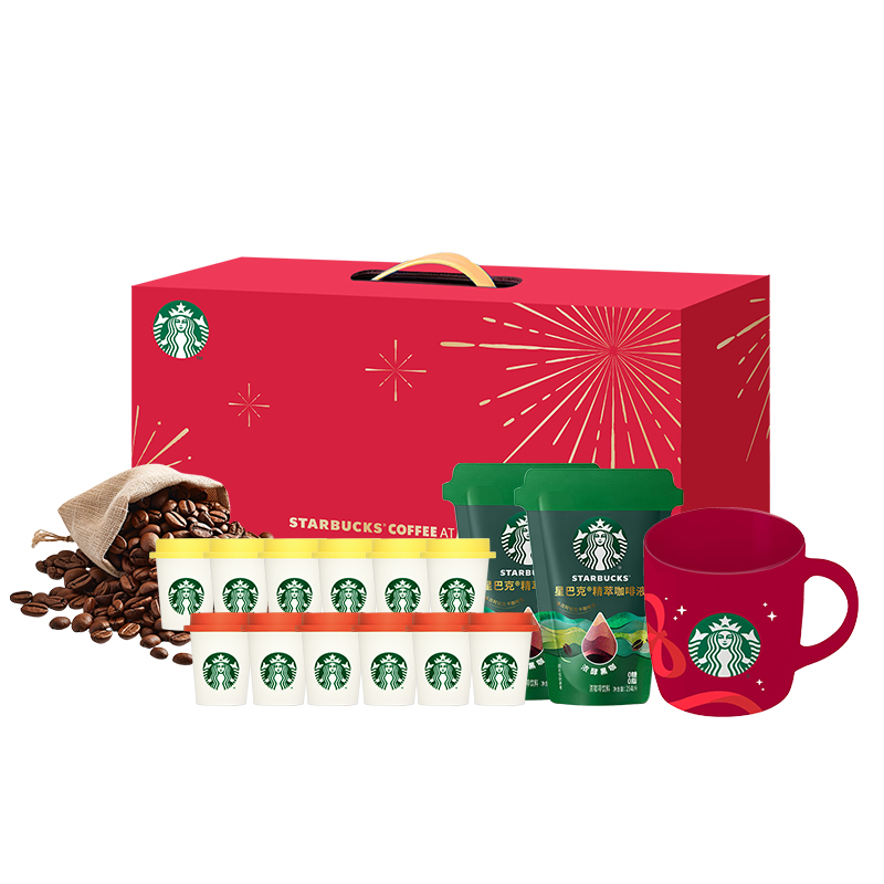 星巴克（Starbucks） 星享漫萃咖啡礼盒 新年限定 2g*12+25ml*2 枫叶色（单位：盒）