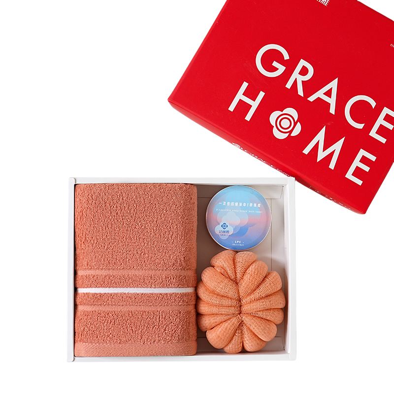 洁丽雅（Grace） 一面一浴球一次性浴巾三件套 唯爱套装-4 面巾60*30cm*1条浴球*1个浴巾140*70cm*1条 混色（单位：套）