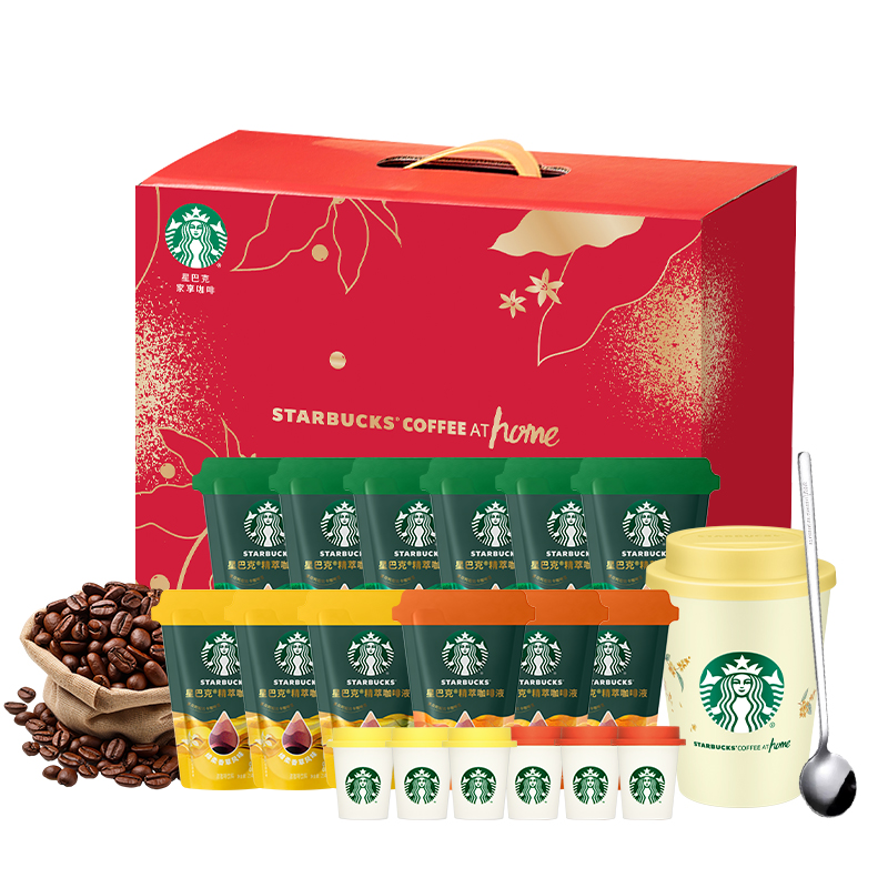 星巴克（Starbucks） 锦礼星愿咖啡礼盒 新年限定 25ml*12+12g 红色（单位：盒）