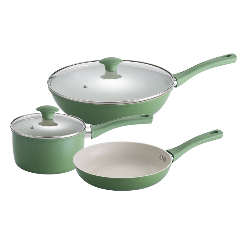 翰乐 套装锅 HL-XXS01 炒锅30CM、煎锅24CM、奶锅18CM 柔绿色（单位：套）