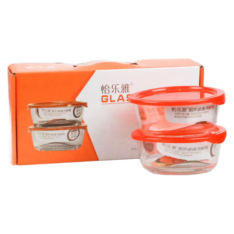 怡乐雅 橙心橙意 耐热保鲜碗两件套 ZX102 620ml*2 橙色（单位：套）