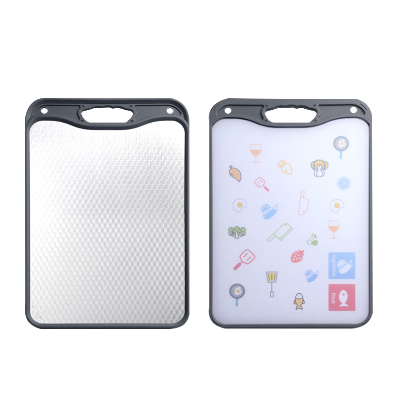 翰乐 304不锈钢硅胶双面菜板 HL-CB088 44cm*33cm  银色（单位：套）