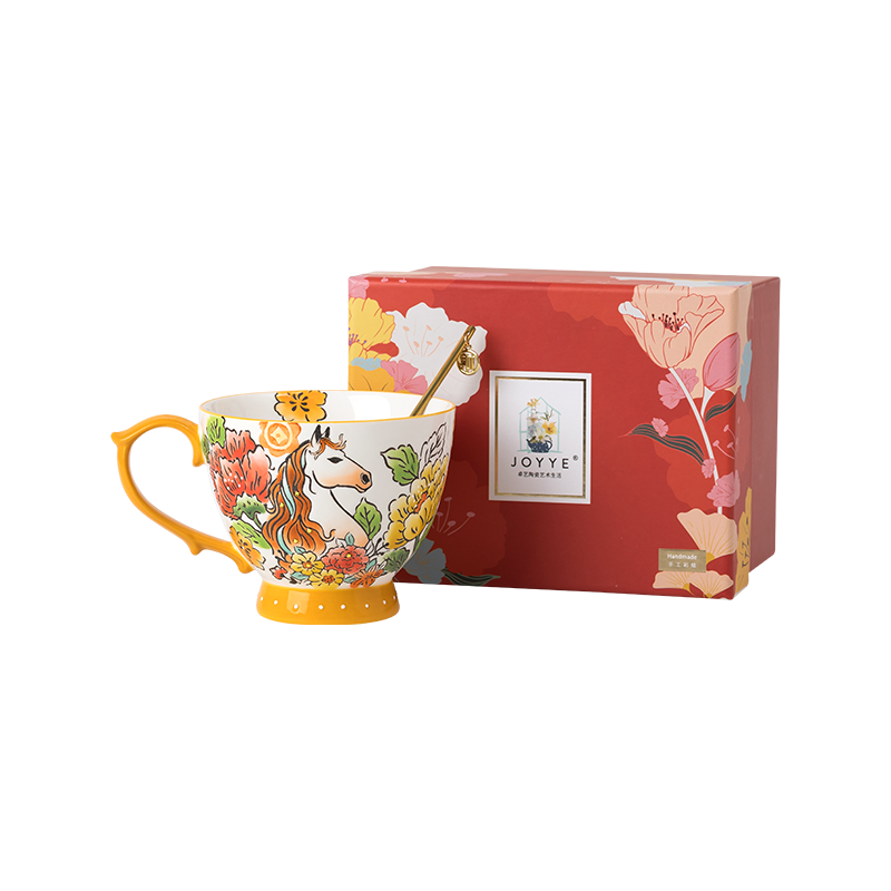 JOYYE 新春马上生花手绘杯 22503 400ml  赤金（单位：个）