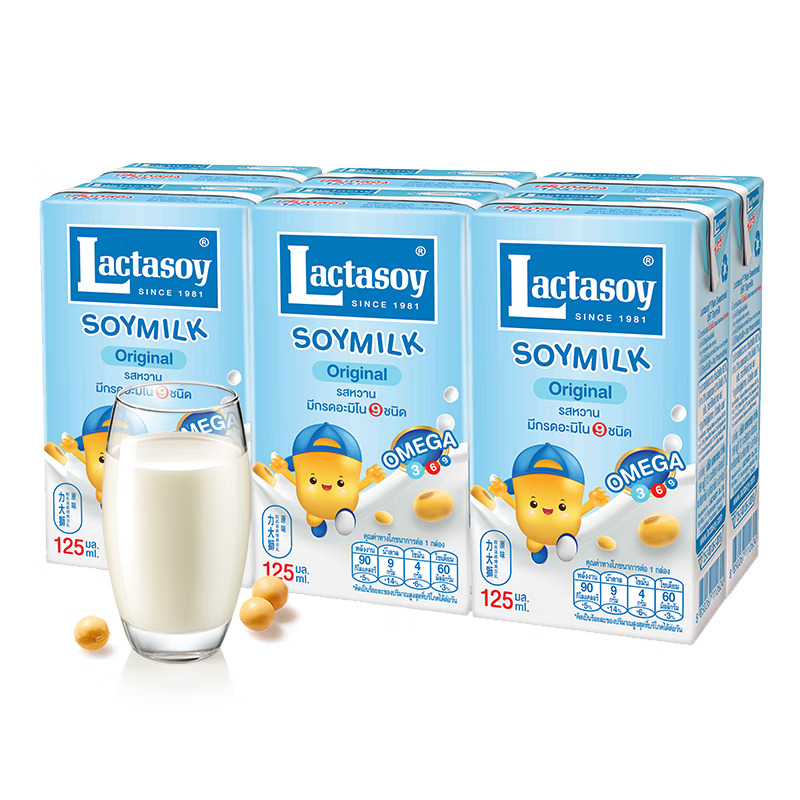 力大狮 泰国进口早餐奶 豆奶原味 125ml*6支*3组 水蓝色（单位：组）