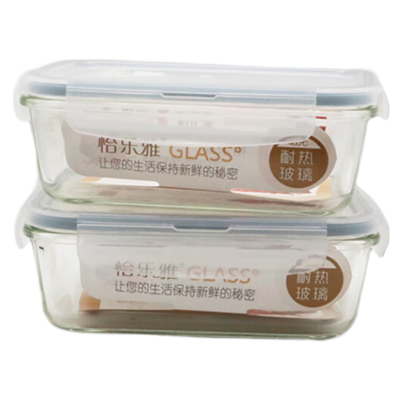 怡乐雅 高硼硅保鲜盒 两件套 YLYT-766 840ml*2 透明色（单位：套）