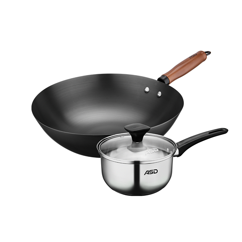 爱仕达（ASD） 顾家厨房锅具两件套 PH02Q2TG 炒锅32cm*1，奶锅16cm*1 黑色（单位：套）