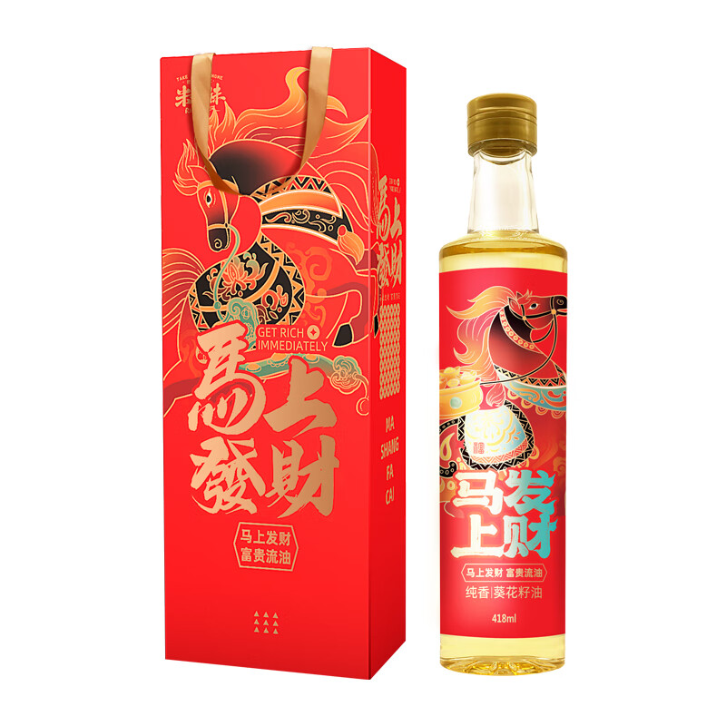 米妹妹（MIMEIMEI） 食用油 马上发财葵花籽油 418ml*1 红色（单位：盒）